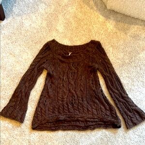 Free People Brown Boatneck Sweater